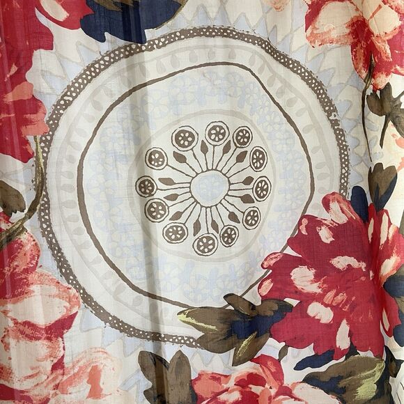 Lucky Brand 100% Silk Scarf Wrap Floral Geometric Pattern Tassel Accents 42 X 42 - Picture 7 of 7